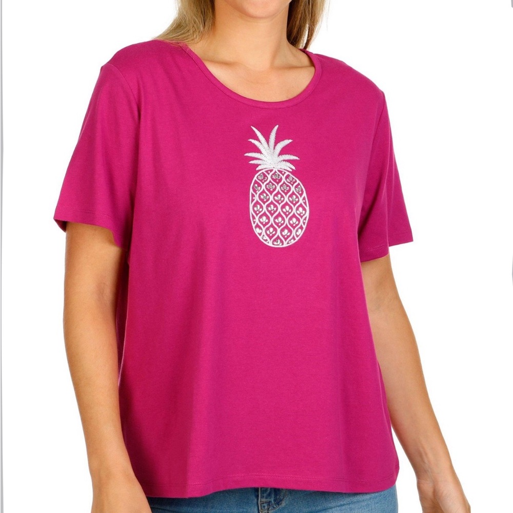 Coral Bay embroidered pineapple short sleeve shirt